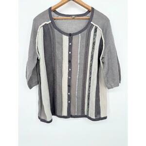 J. Jill Mohair Blend Button Cardigan Women Sweater Petite XL Striped Lightweight